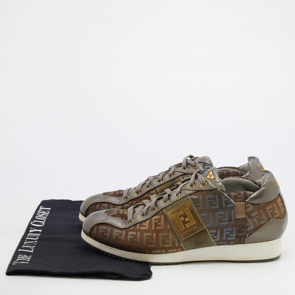 Fendi Multicolor Leather and Zucca Canvas Low Top Sneakers Size 38商品第9张图片规格展示