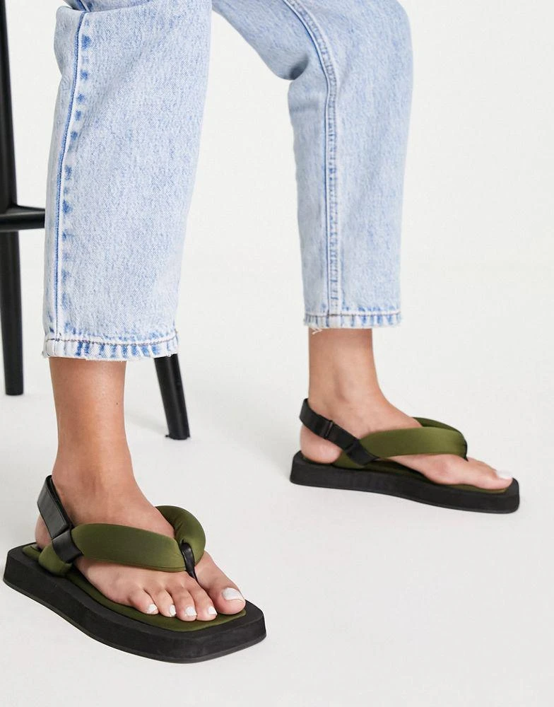 商品Topshop|Topshop Paris padded toe post sandal in khaki,价格¥119,第3张图片详细描述