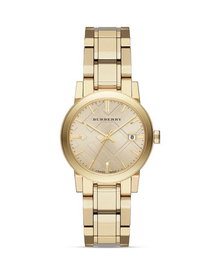 商品Burberry|Gold-Tone Check Dial Watch, 34mm,价格¥2498,第1张图片