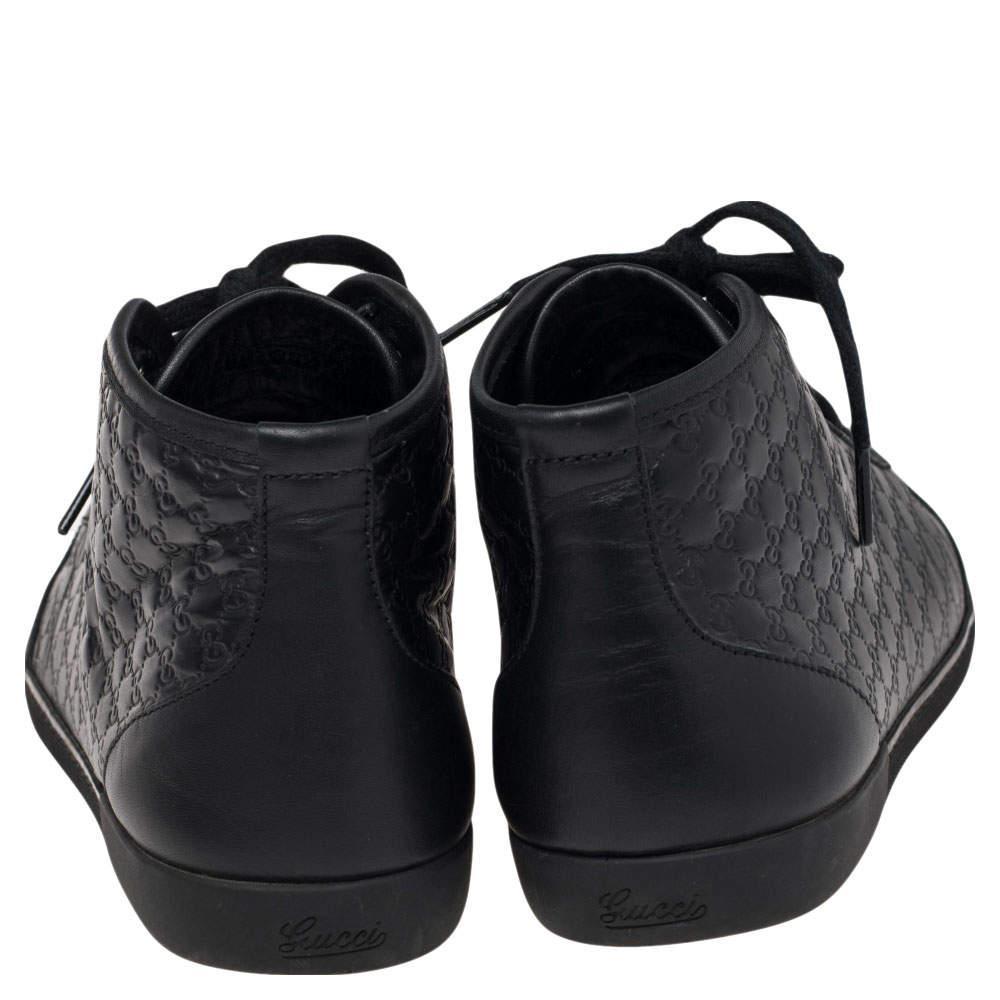 商品[二手商品] Gucci|Gucci Black  Microguccissima Leather High Top Sneakers Size 39.5,价格¥1728,第7张图片详细描述