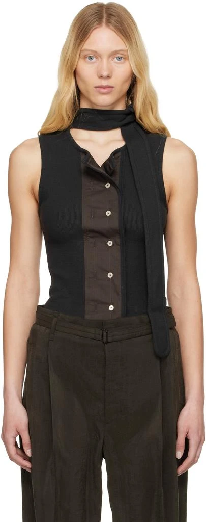 商品Lemaire|Black Asymmetrical Fitted Top,价格¥2854,第1张图片