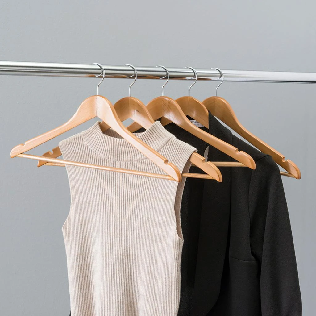 商品Home Basics|Home Basics Non-Slip Wood Hanger, (Pack of 5), Natural,价格¥131,第4张图片详细描述