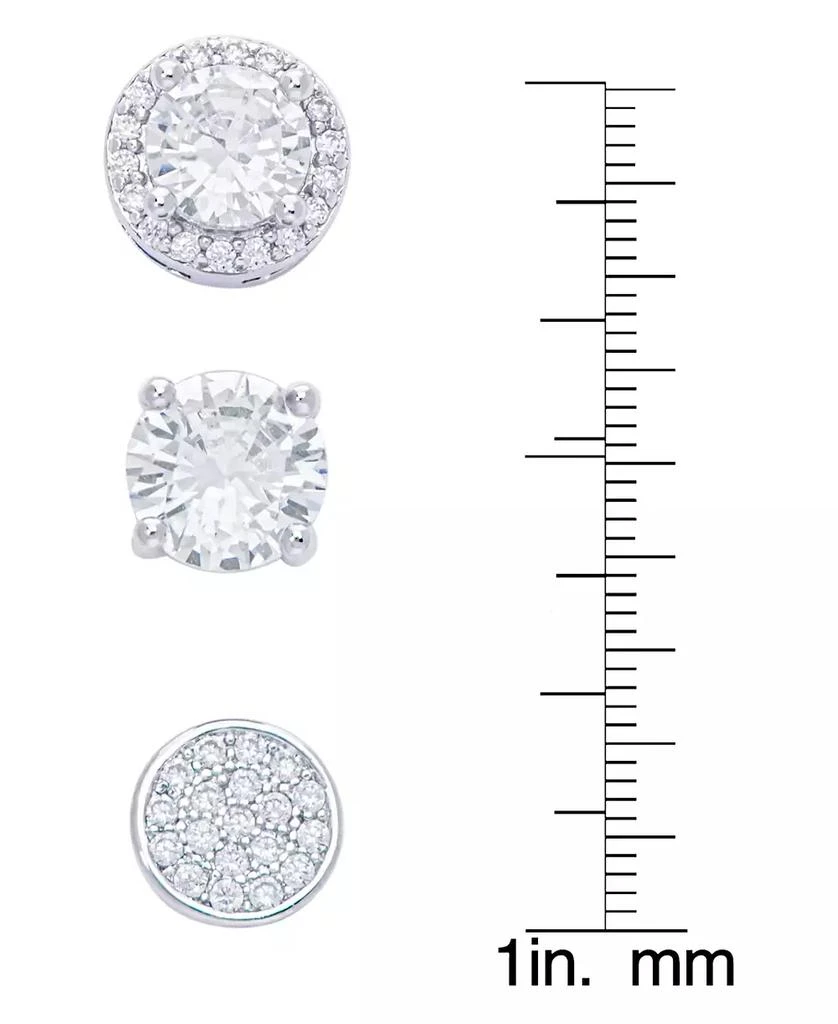 商品Macy's|Women's Fine Silver Plated Round, Halo, Cubic Zirconia Stud Earrings Set, 6 Pieces,价格¥160,第3张图片详细描述