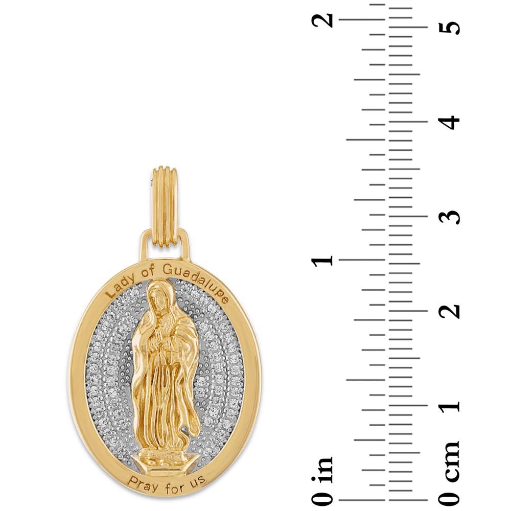 Cubic Zirconia Our Lady of Guadalupe Amulet Pendant in Sterling Silver & 14k Gold-Plate, Created for Macy's商品第3张图片规格展示