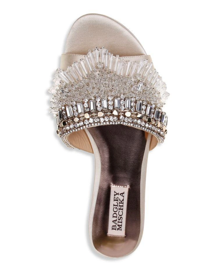 商品Badgley Mischka|Kassandra Embellished Satin Slide Sandals ,价格¥816,第3张图片详细描述