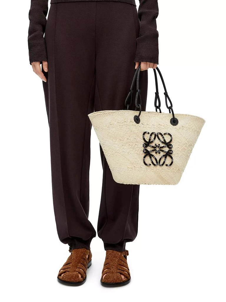 商品Loewe|LOEWE x Paula's Ibiza Anagram Leather-Trimmed Iraca Basket Bag,价格¥9295,第4张图片详细描述