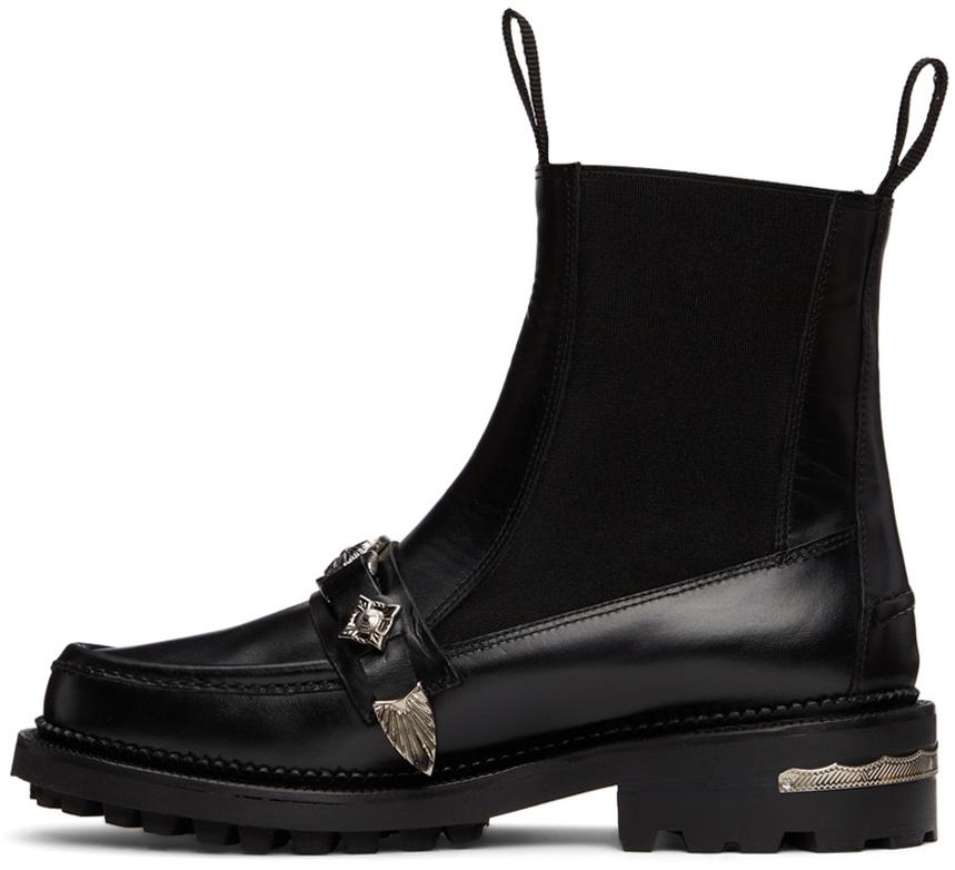 Black Leather Chelsea Ankle Boots商品第3张图片规格展示