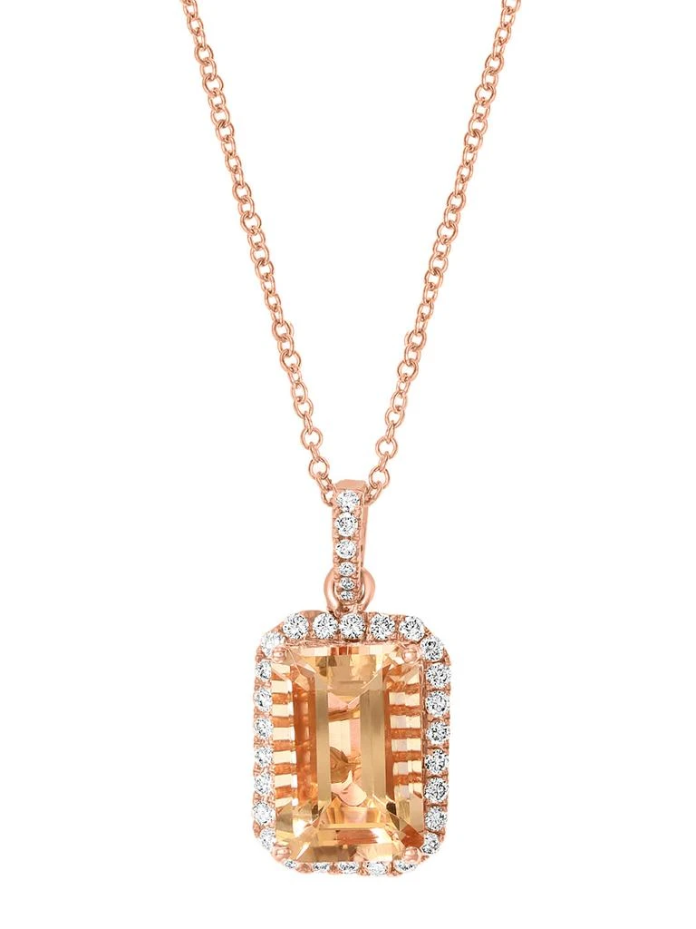 商品Effy|14K Rose Gold Diamond Morganite Pendant Necklace,价格¥16009,第1张图片