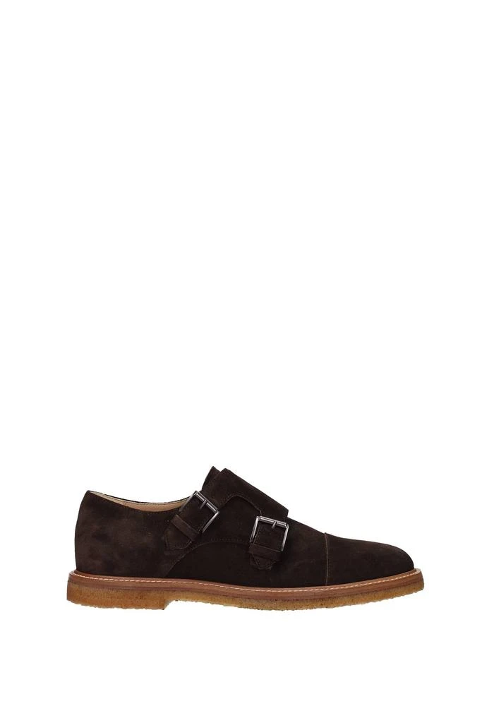 商品Tod's|Lace up and Monkstrap Suede Brown Dark Brown,价格¥2454,第1张图片