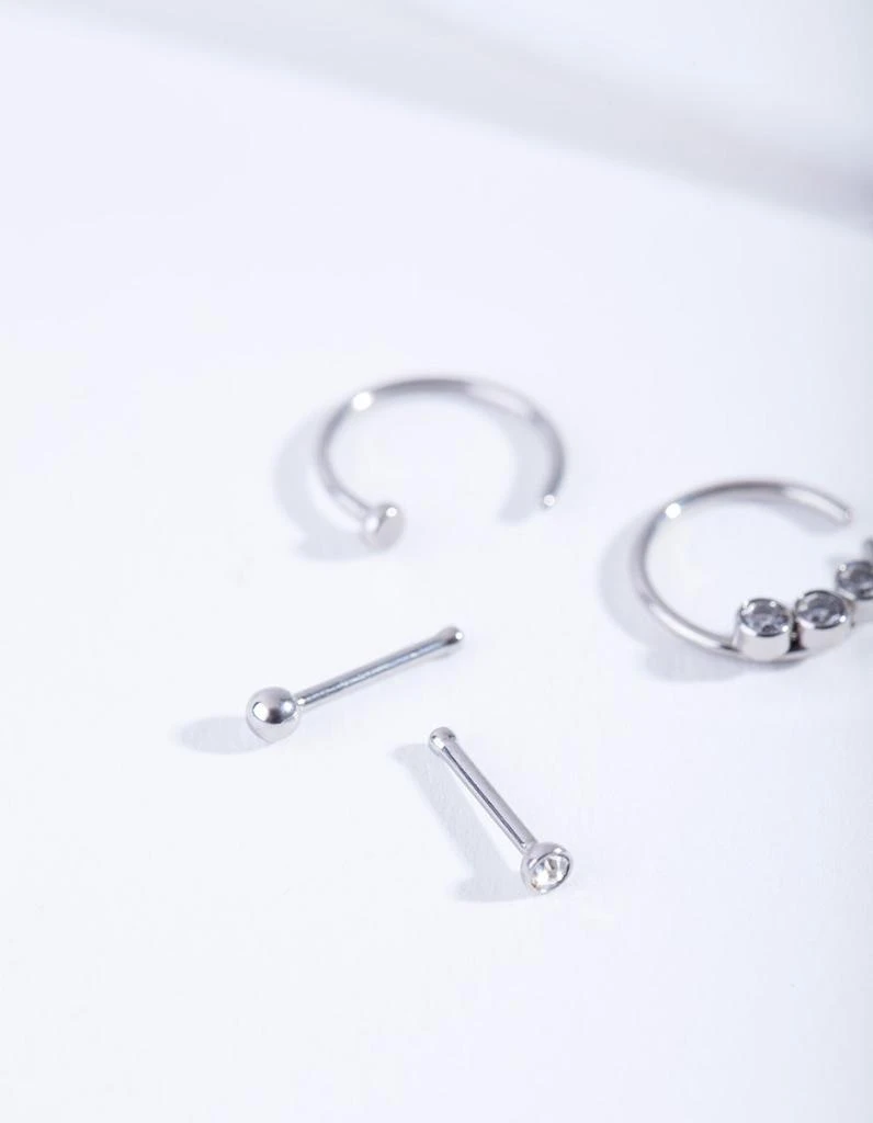商品Lovisa|Rhodium Diamante Nose Ring 4 Pack,价格¥122,第3张图片详细描述
