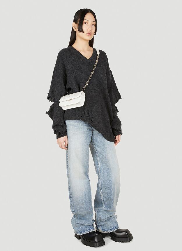 商品Balenciaga|Destroyed V Neck Sweater in Grey,价格¥4109,第4张图片详细描述