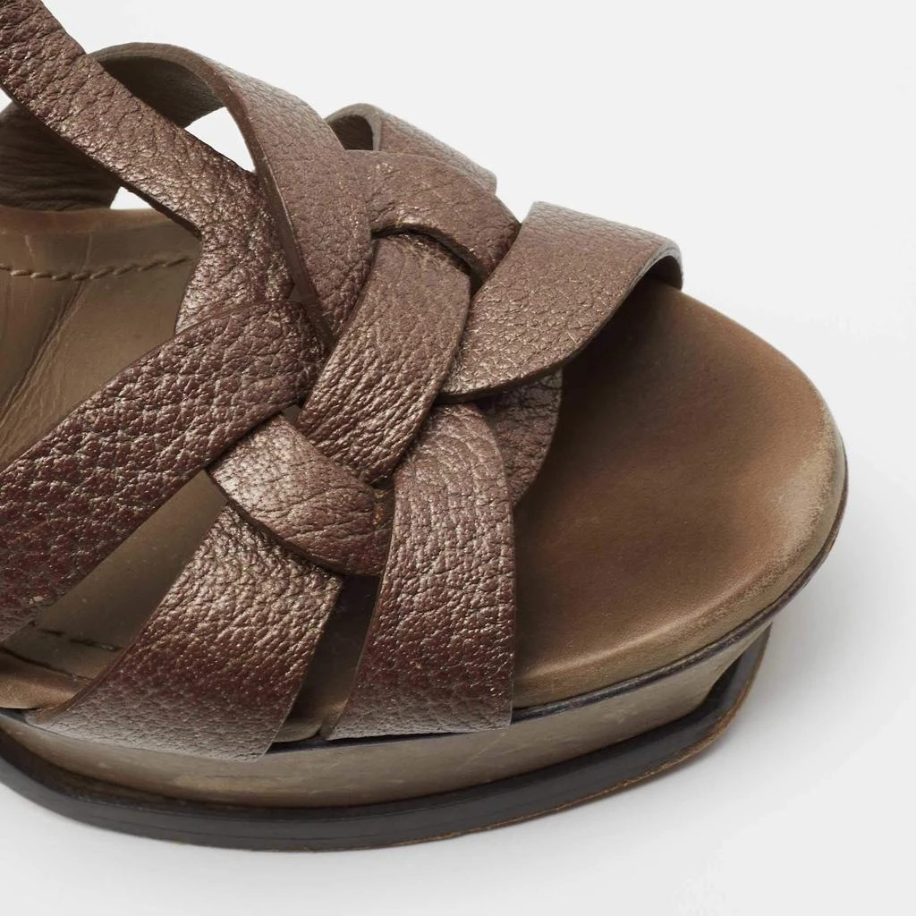 Saint Laurent Metallic Bronze Leather Tribute  Ankle Sandals Size 37.5 商品