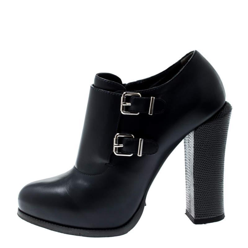 商品[二手商品] Fendi|Fendi Indigo Blue Leather Ankle Booties Size 38,价格¥3087,第4张图片详细描述