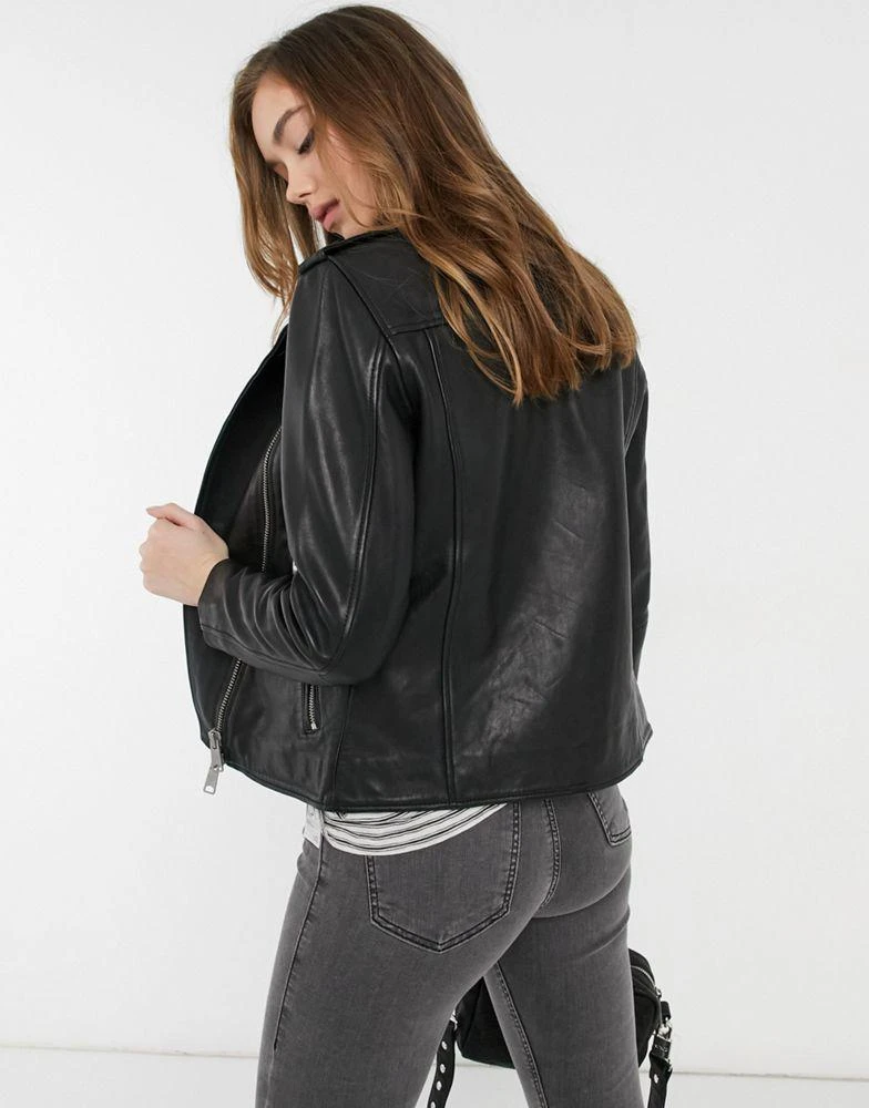 商品ALL SAINTS|AllSaints Elva leather biker jacket in black,价格¥2238,第2张图片详细描述