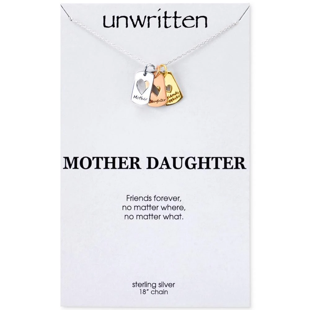 商品Unwritten|Tri-Tone Mother, Daughter, Friend Heart Pendant Necklace in Sterling Silver,价格¥113,第2张图片详细描述