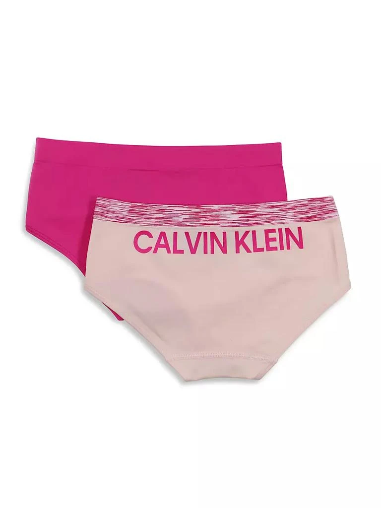 商品Calvin Klein|Girl's 2-Pair Hipster Logo Briefs,价格¥150,第2张图片详细描述