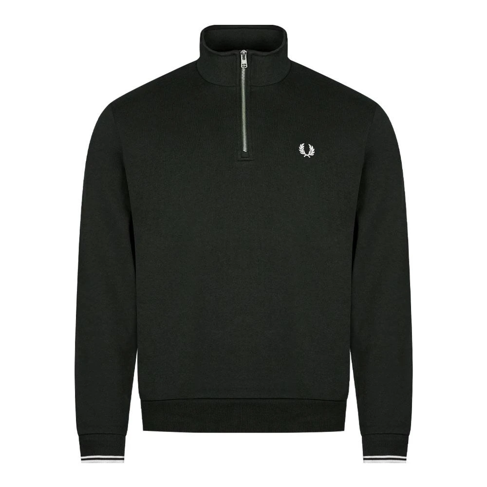 商品Fred Perry|Fred Perry Half Zip Sweatshirt - Night Green,价格¥477,第1张图片