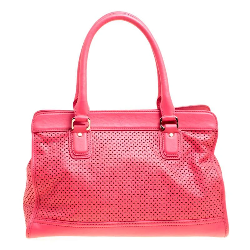 商品[二手商品] Cole Haan|Cole Haan Pink Laser Cut Leather Vintage Valise Novelty Kendra Tote,价格¥872,第4张图片详细描述