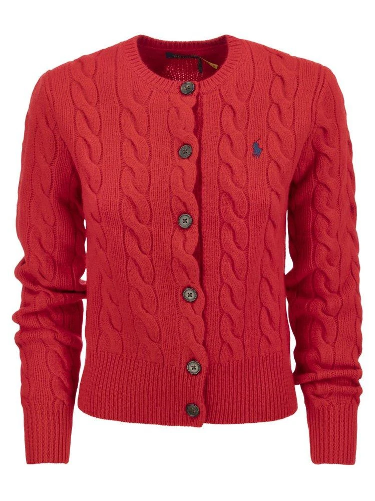 商品Ralph Lauren|Polo Ralph Lauren Pony Embroidered Cable-Knitted Cardigan,价格¥1417,第1张图片