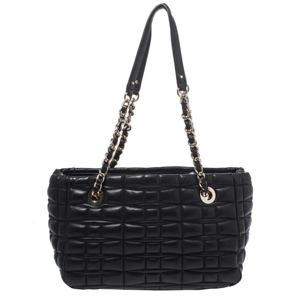 商品[二手商品] Kate Spade|Kate Spade Black Square Quilted Leather Chain Tote,价格¥1609,第4张图片详细描述