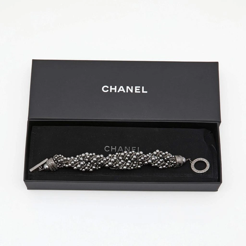 商品[二手商品] Chanel|Chanel CC Grey Faux Pearls Gunmetal Tone Bracelet ,价格¥4736,第5张图片详细描述