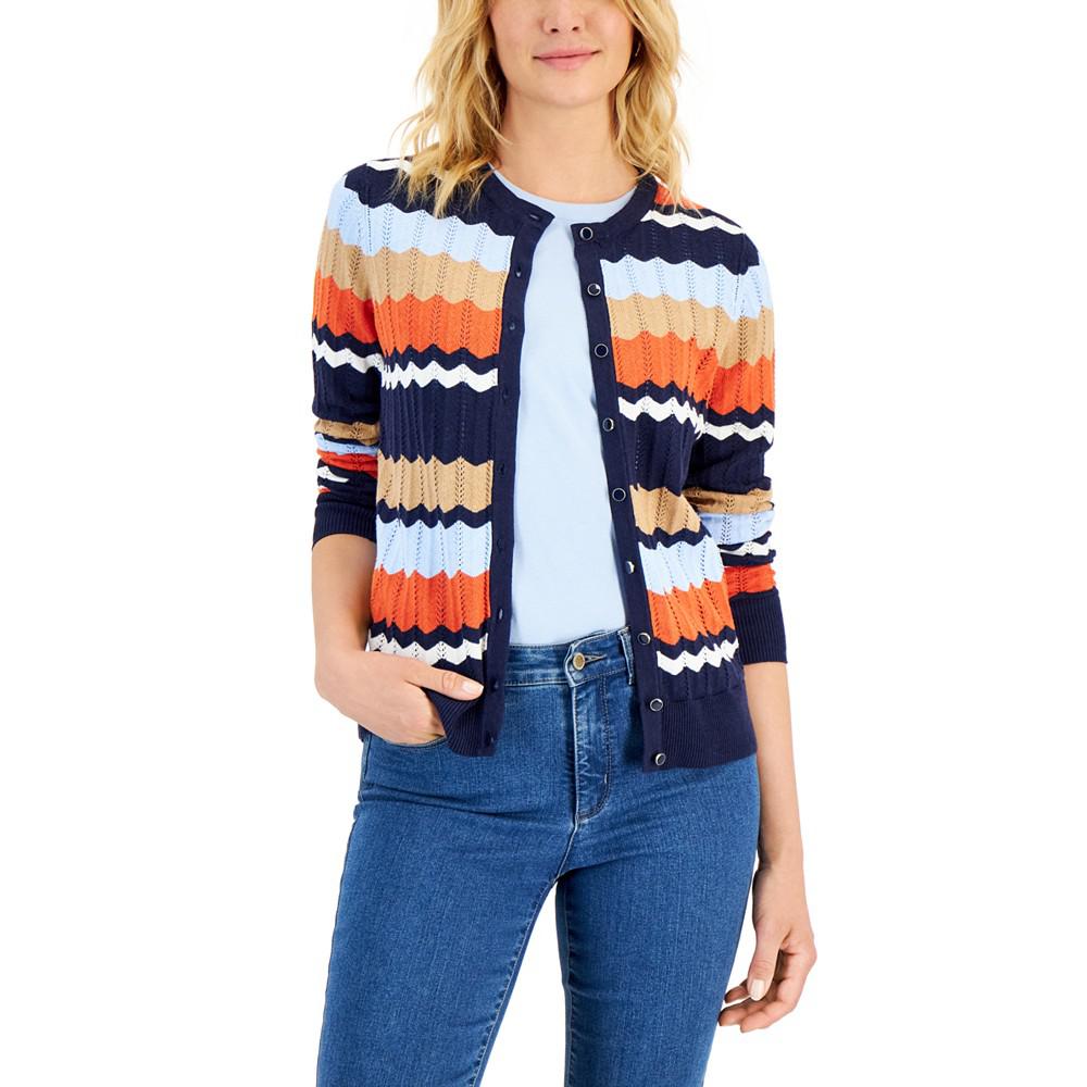 Women's Chevron Stripe Cardigan, Created for Macy's商品第1张图片规格展示