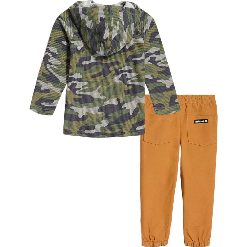 商品Timberland|Little Boys 2 Piece Camo Thermal Hooded Logo T-shirt and Twill Joggers Set,价格¥267,第2张图片详细描述