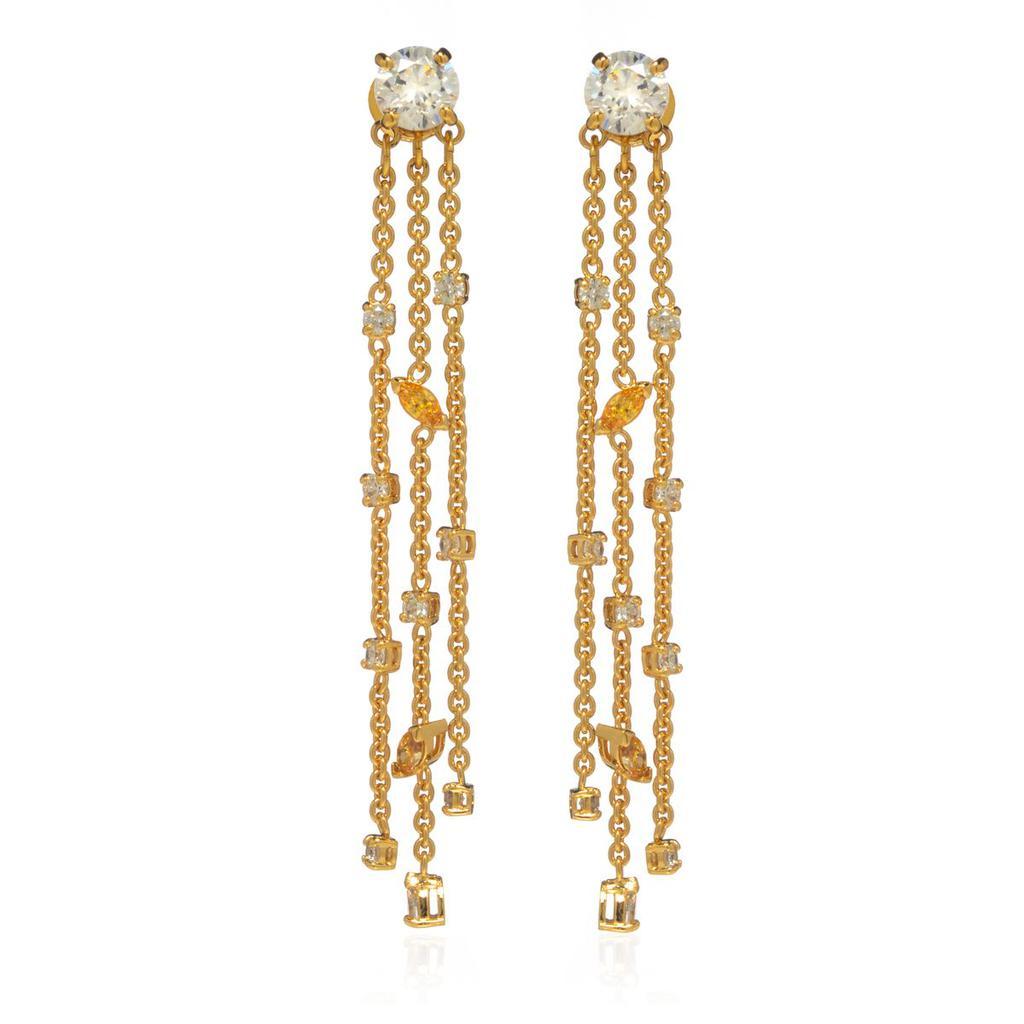 商品Swarovski|Swarovski Botanical Gold Tone And Czech White Crystal Tassel Earrings 5535791,价格¥403,第1张图片