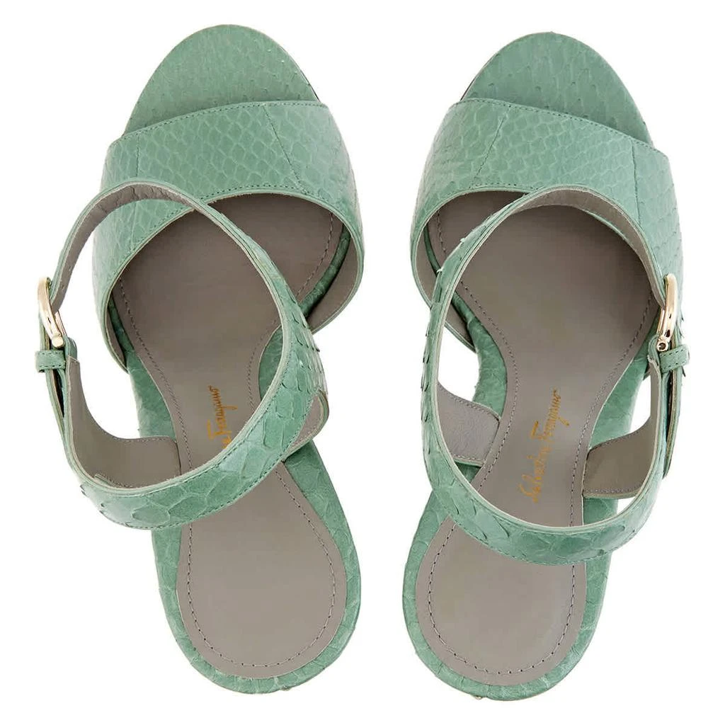 商品Salvatore Ferragamo|Salvatore Ferragamo Ladies Sculpted Heel Leather Sandals In Green,价格¥1983,第3张图片详细描述