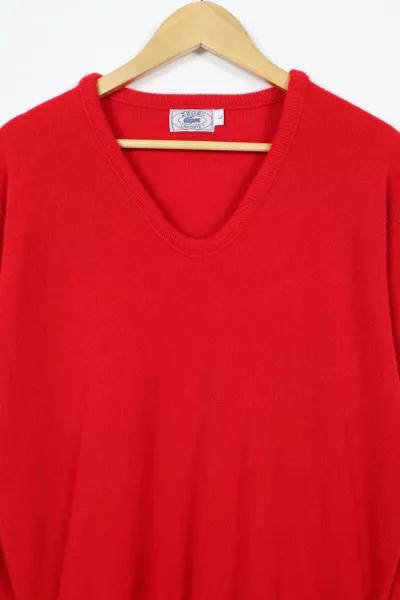 Vintage Lacoste V-Neck Red Sweater商品第4张图片规格展示