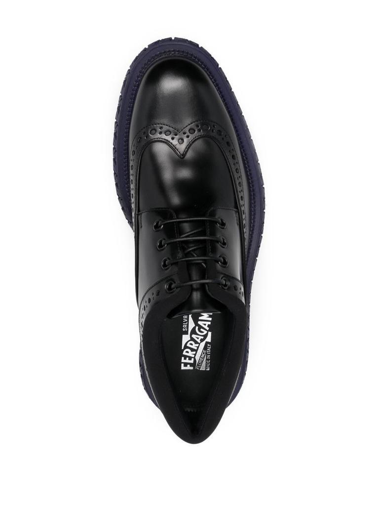 商品Salvatore Ferragamo|Salvatore Ferragamo Men's  Black Leather Lace Up Shoes,价格¥6048,第6张图片详细描述