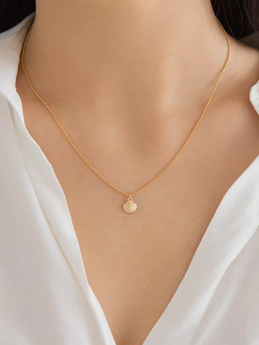 商品LUNNE|14k Gold Filled Bead Ball Chain Shell Necklace,价格¥600,第1张图片