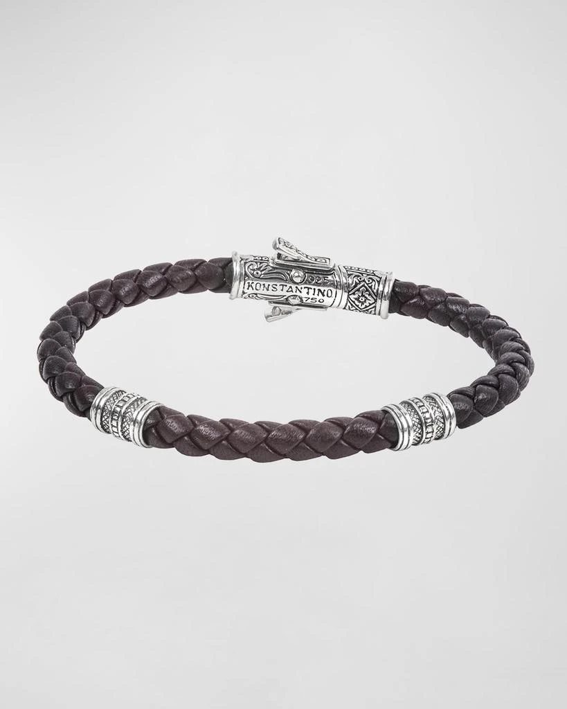 商品Konstantino|18K White Gold Braided Leather Bracelet,价格¥2012,第1张图片