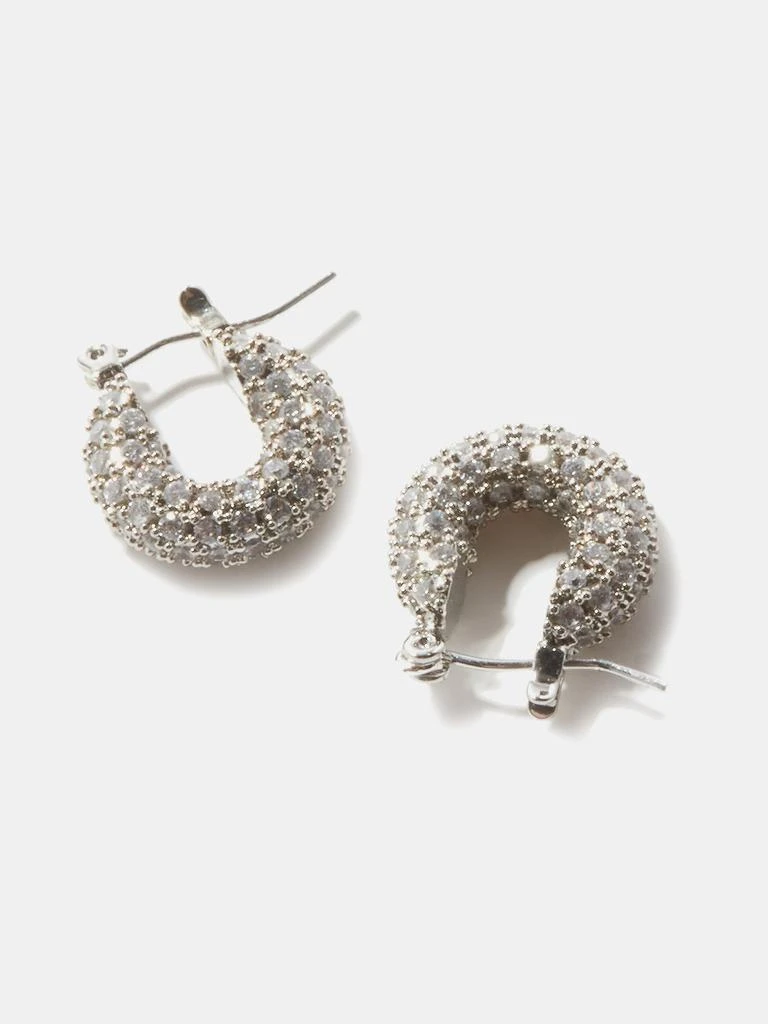 商品FALLON|Doughnut zircon & 14kt white gold-plated earrings,价格¥1082,第5张图片详细描述