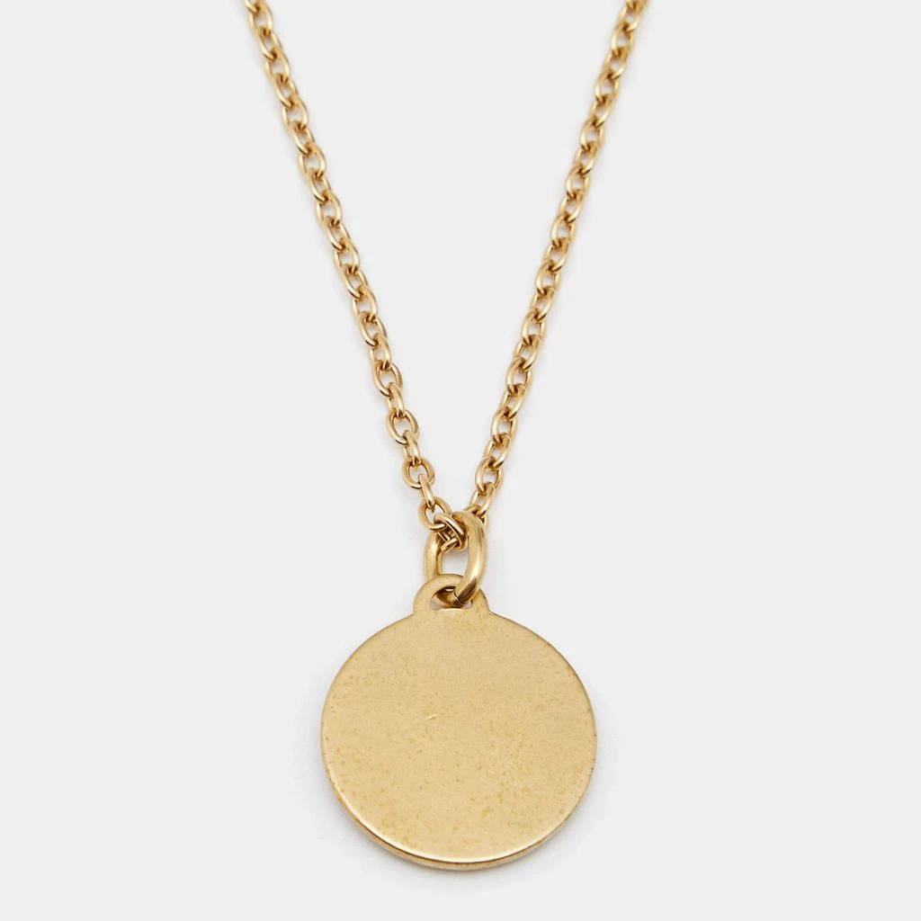 商品[二手商品] Dior|Dior Gold Tone Logo Embossed Round Pendant Necklace,价格¥4014,第3张图片详细描述