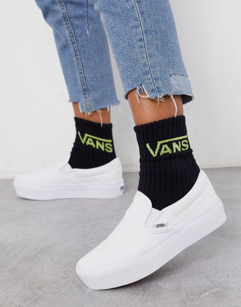 Vans Classic Slip-On Platform trainers in white商品第1张图片规格展示