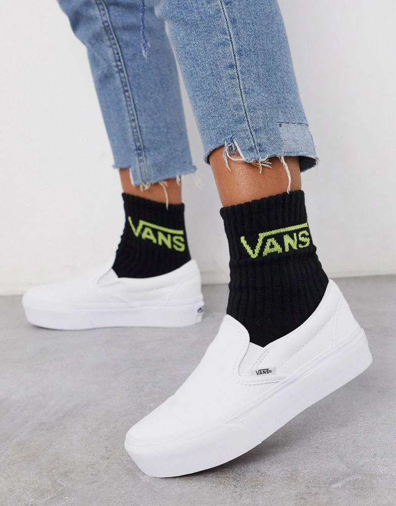 商品Vans|Vans Classic Slip-On Platform trainers in white,价格¥424,第1张图片