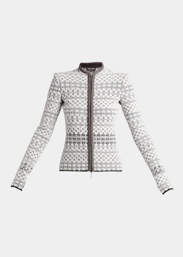 商品Giorgio Armani|Metallic Knit Jacquard Zip Jacket,价格¥30865,第2张图片详细描述