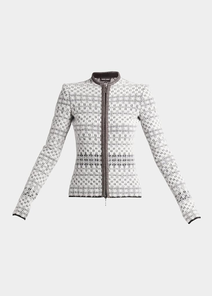 商品Giorgio Armani|Metallic Knit Jacquard Zip Jacket,价格¥28656,第4张图片详细描述