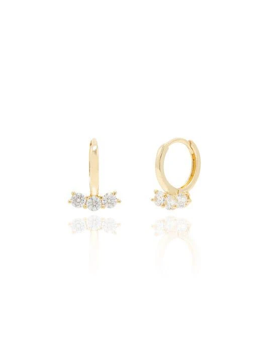 商品LUNNE|10k Gold Triple Stone Hoop Earrings,价格¥929,第4张图片详细描述