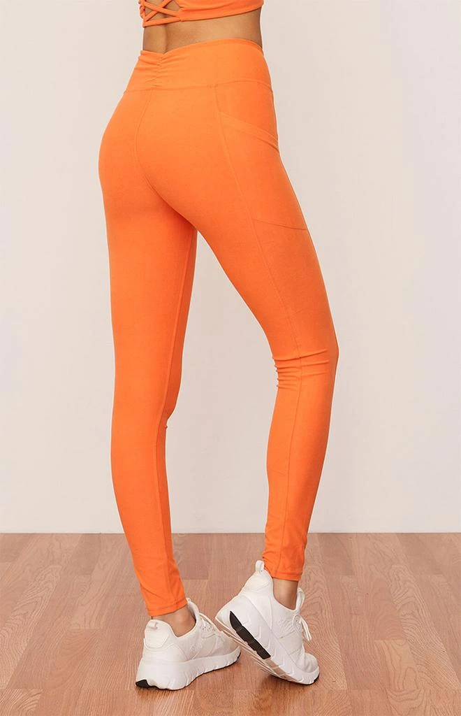 商品Wolven|Eco Tangerine Ruched Crossover Leggings,价格¥725,第4张图片详细描述