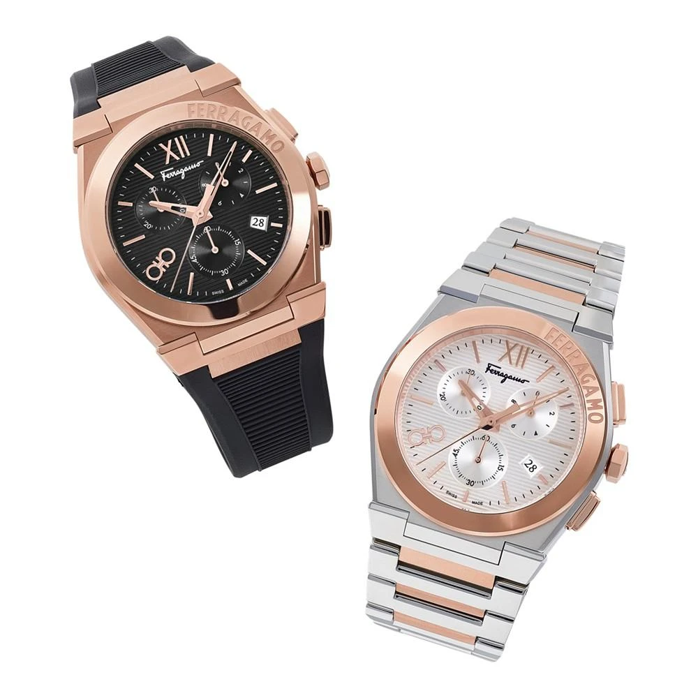 商品Salvatore Ferragamo|Salvatore Men's Swiss Chronograph Vega Black Silicone Strap Watch 42mm,价格¥9216,第5张图片详细描述