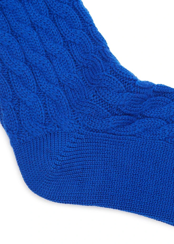 商品Gucci|Blue cable-knit wool socks,价格¥1386,第3张图片详细描述