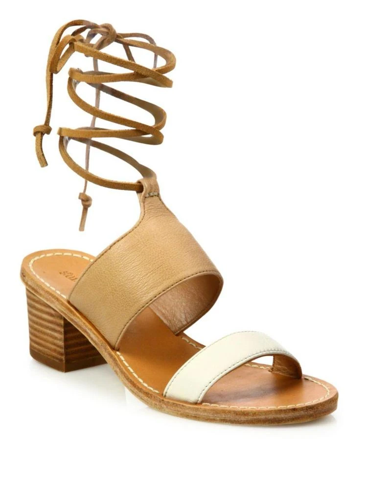 商品Soludos|Colorblock Leather Ankle-Wrap Sandals,价格¥478,第1张图片