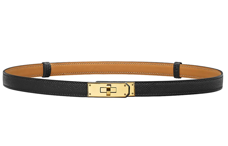 商品[国内直发] Hermes|爱马仕 Kelly金色扣 Epsom小牛皮腰带 牛皮 皮带 女款 黑色 1.8cm,价格¥7698,第1张图片