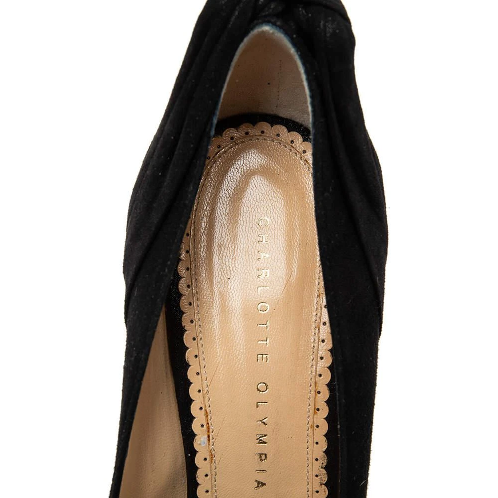 Charlotte Olympia Black Suede and Fabric Eccentric Josephine Knot Pumps Size 41 商品