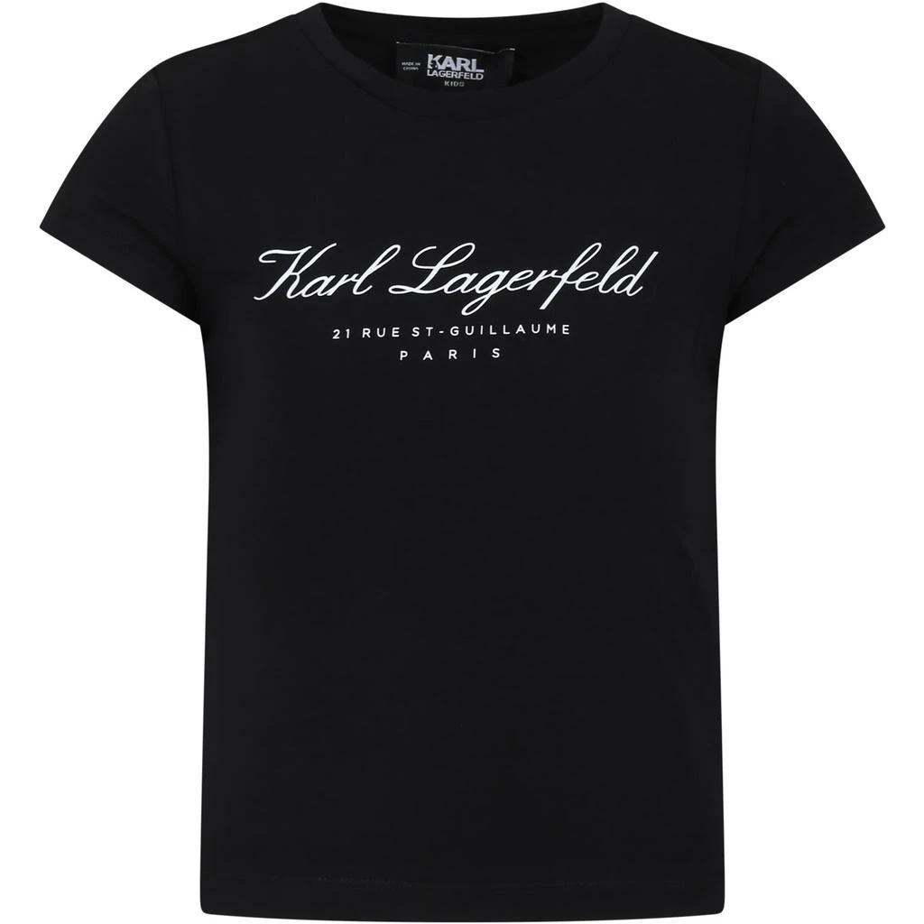 商品Karl Lagerfeld Paris|Black T-shirt For Girl With Logo,价格¥597,第1张图片