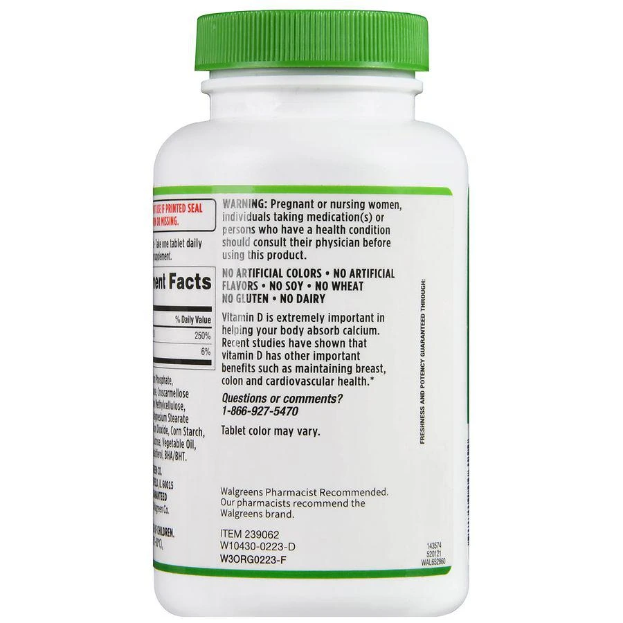 商品Walgreens|Vitamin D3 50 mcg (2000 IU) Tablets,价格¥74,第4张图片详细描述