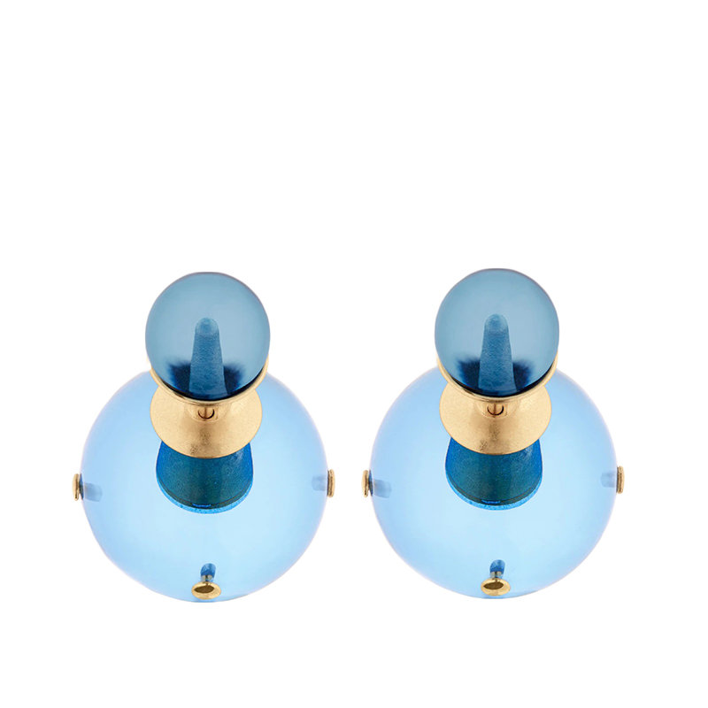 【预售3-7天】Dior/迪奥 22春夏新款TRIBALES系列 女士金色饰面金属淡蓝色透明树脂珠饰耳环E1869TRIPL_D308商品第2张图片规格展示