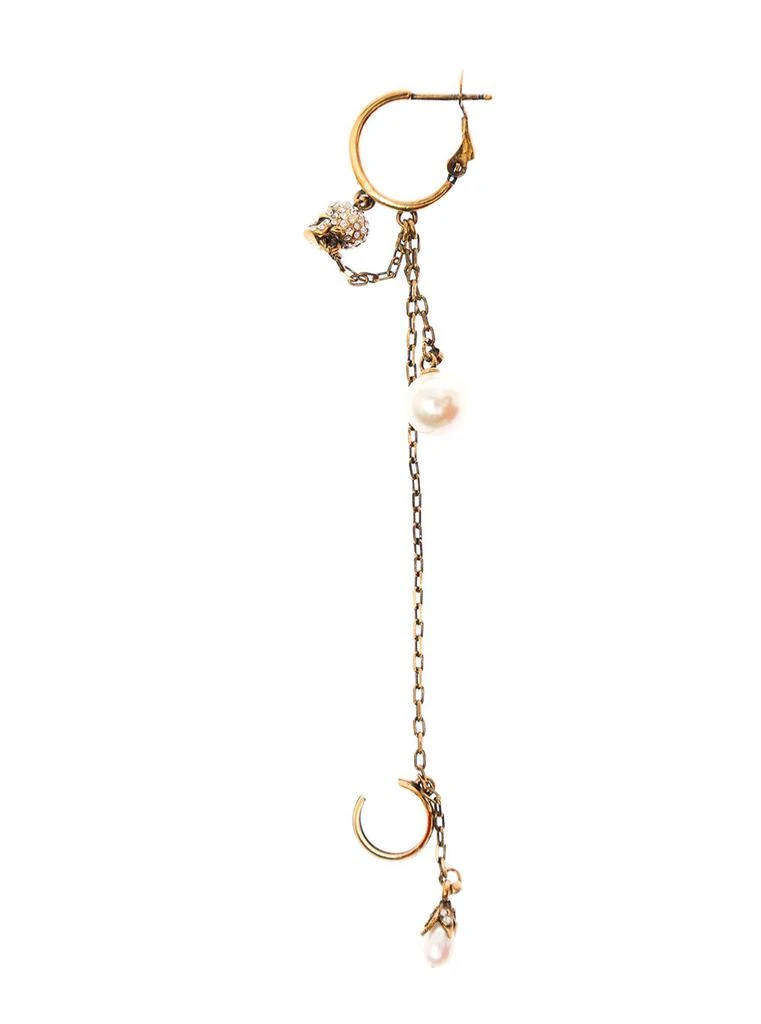 商品Alexander McQueen|Alexander Mcqueen Woman Pendant Golden Brass  Earring with Skull and Pearls,价格¥1571,第2张图片详细描述